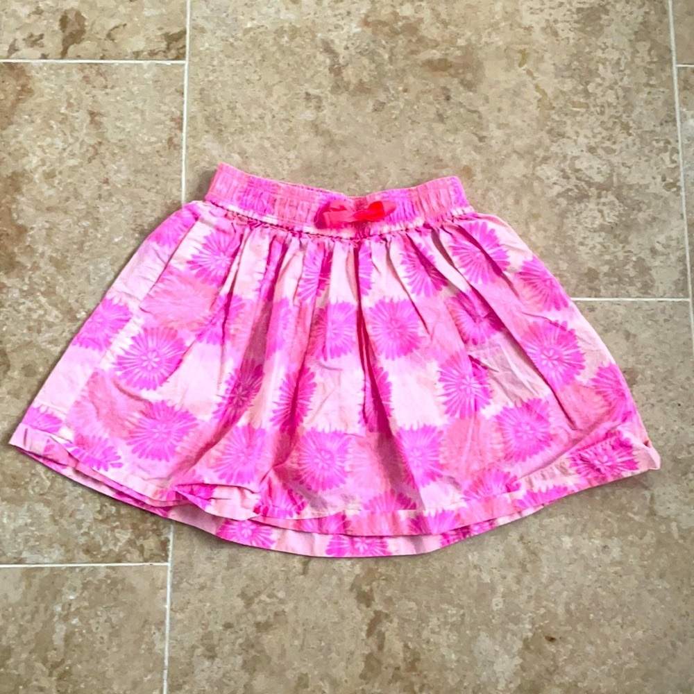 girls pink floral crewcuts skirt
